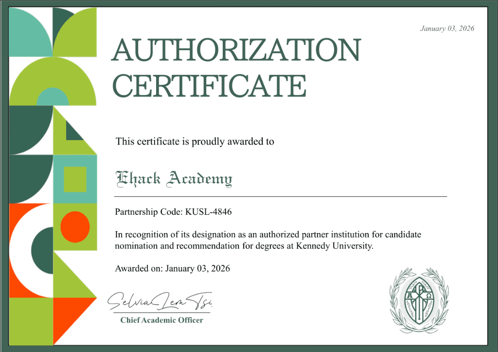 Kennedy University Authorization Certificate